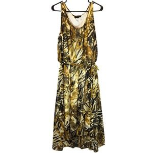 Investments Animal Print Dress Large High Low Hem Elastic Waist Side Tie Lined